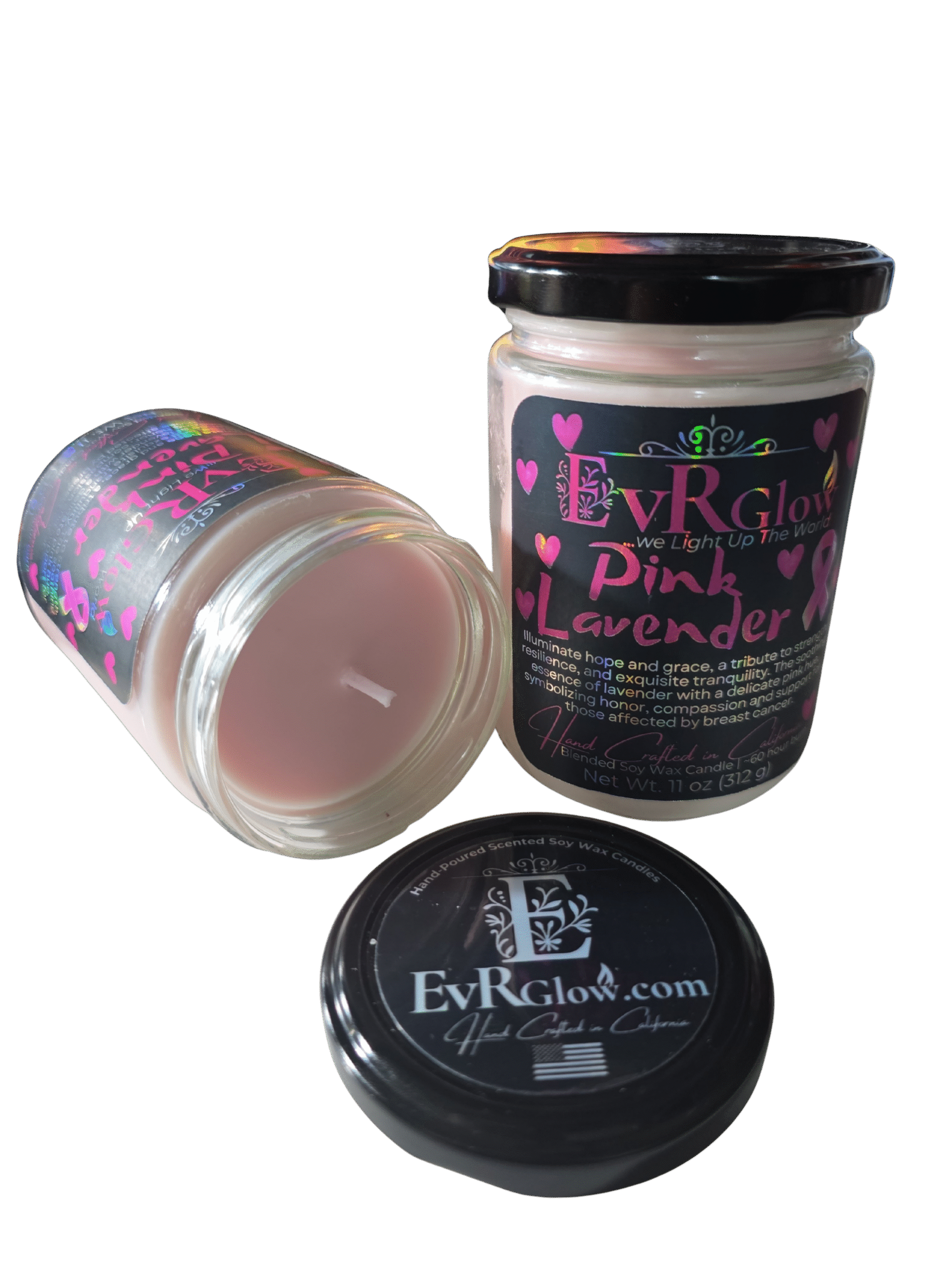 Pink Lavender Soy Wax Candle - Breast Cancer Awareness Scented Candle