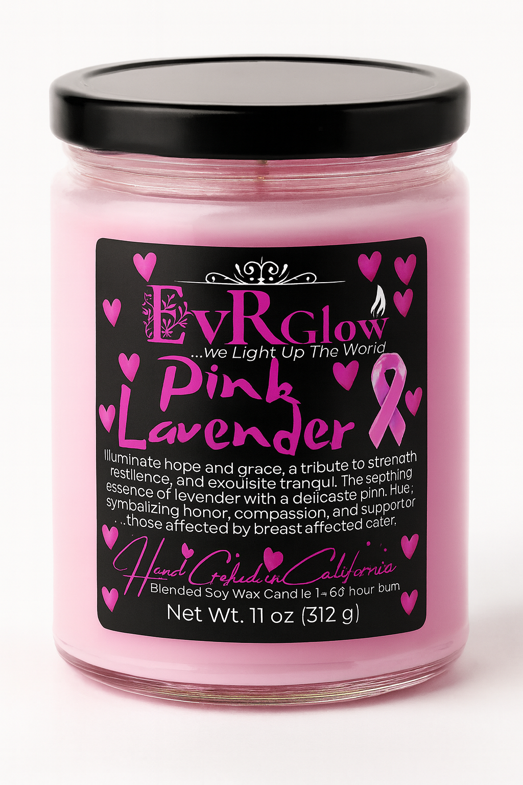 Pink Lavender Soy Wax Candle - Breast Cancer Awareness Scented Candle - Image 4