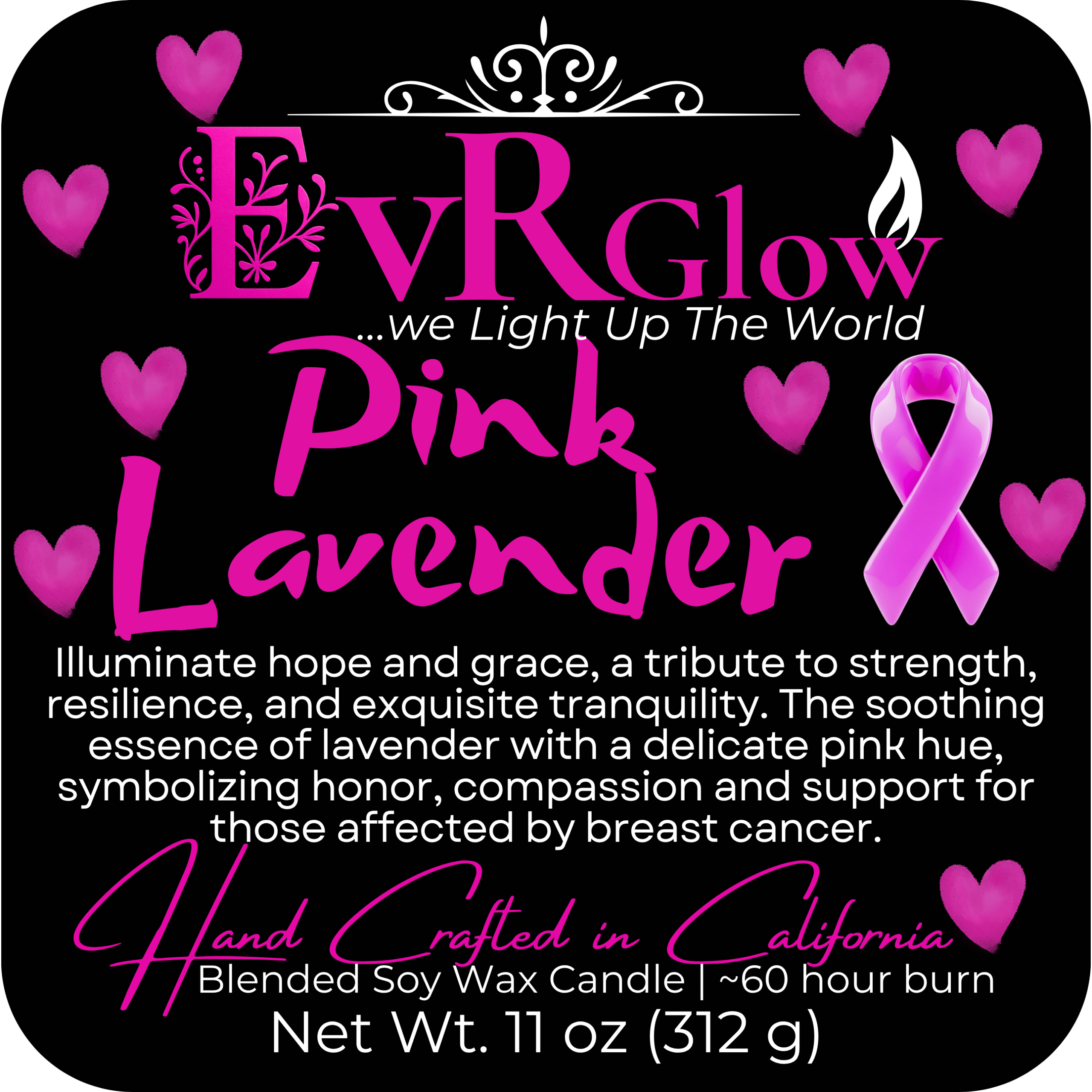 Pink Lavender Soy Wax Candle - Breast Cancer Awareness Scented Candle - Image 2